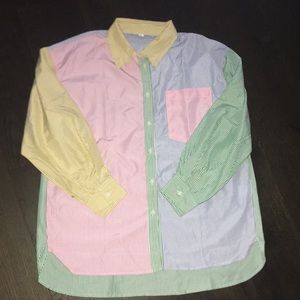 Shein Multi Color Button Down Shirt, NWOT